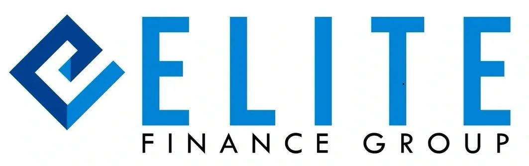 A blue and white logo for ellis finance